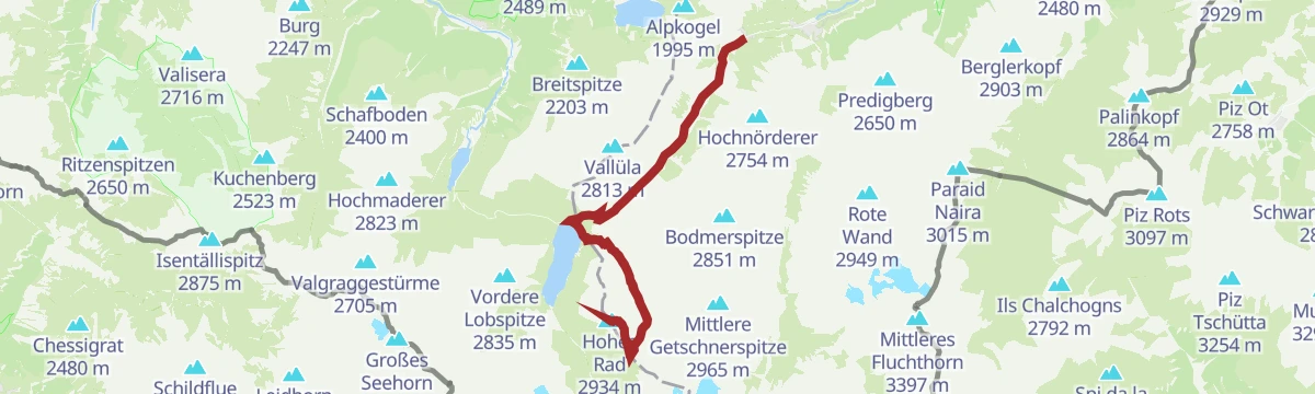 Route map: Bike & Hike Galtür - Hohes Rad